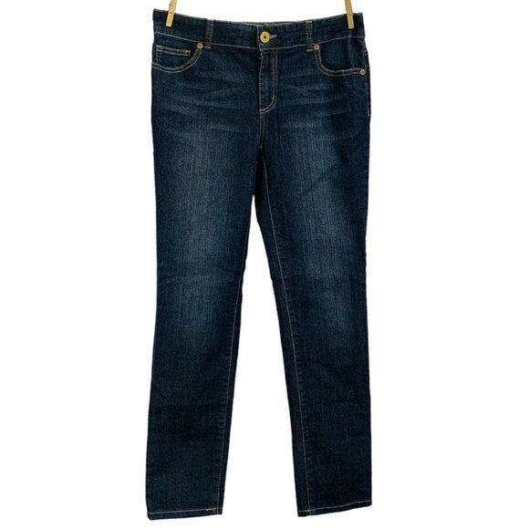 Chicos Platinum Denim Womens Jean Stretch Slim Leg Mid Rise Size 0 | S | 4 Reg - Picture 2 of 12